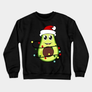 Cute Avocado Wearing Santa Hat Christmas Lights Avocado Lover Xmas Gift Crewneck Sweatshirt